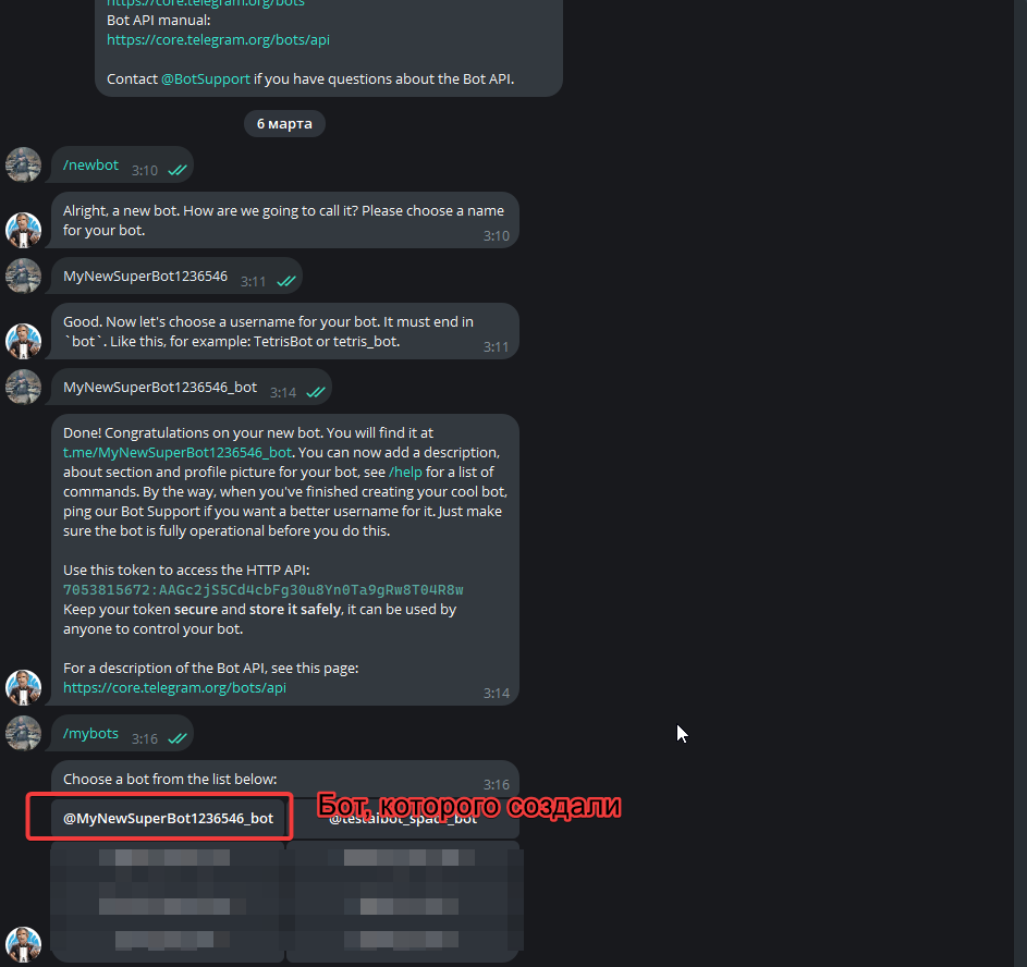 Настройки на стороне Telegram Настройки на стороне Telegram